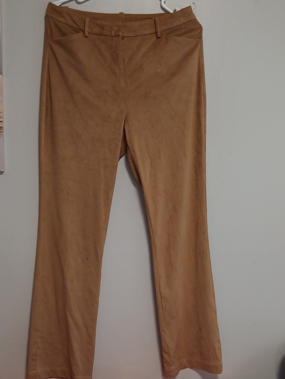 Donna Karan Tan Boot-Cut Faux Suede Pants